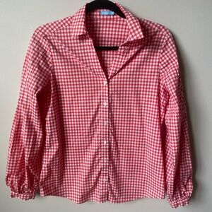 J.McLaughlin Gingham Button Down Blouse Small